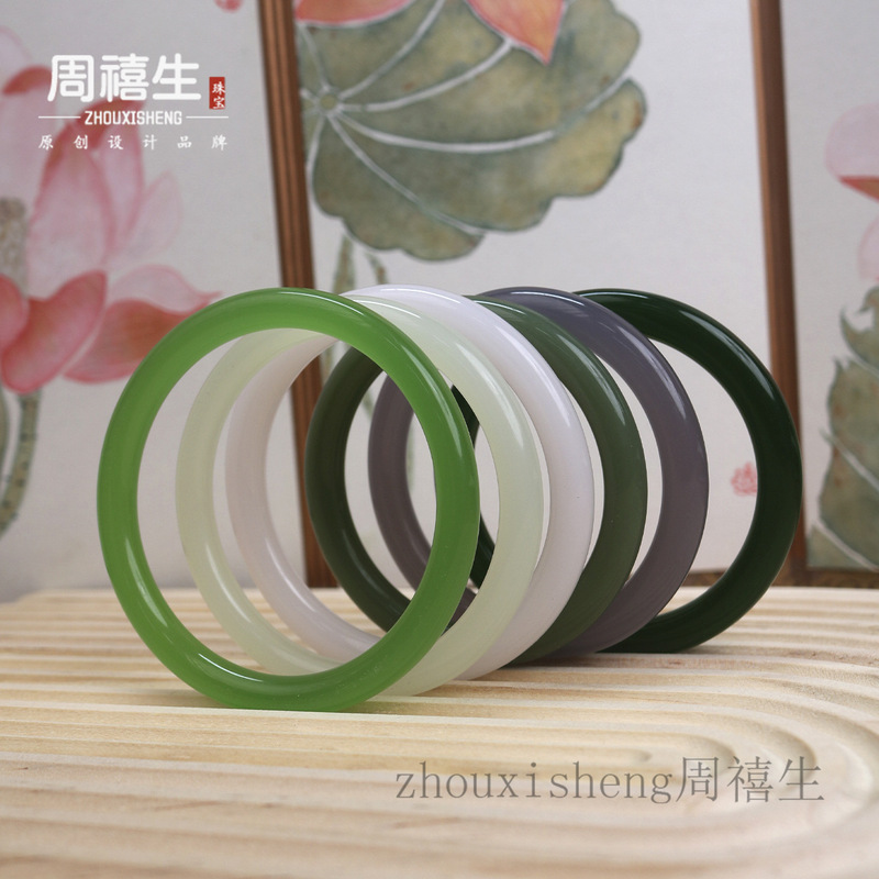 Outer Mongolia Jade Bracelet, Round Jade Bangle, Fashionable Women's Style, 8mm Round Jade Bracelet, Wholesale Supply for Live Streaming