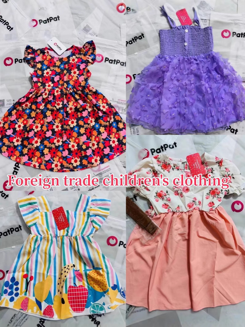 Cross-border warehouse girls' dresses, export children's clothing overstock, patpat kid's dress children
