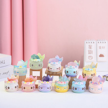 网红同款人鱼猫猫水晶小豆丁盲盒卡通可爱女生摆件桌面装饰礼物
