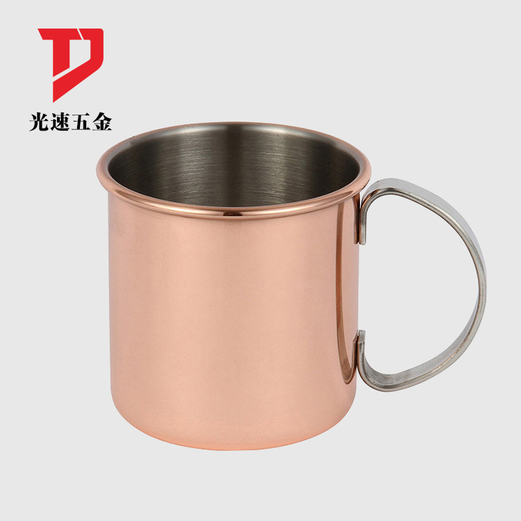 Taza de cerveza de acero inoxidable Chapado en cobre Taza de café simple europea y americana Taza de leche resistente a caídas de material grueso Taza de leche Taza de venta al por mayor