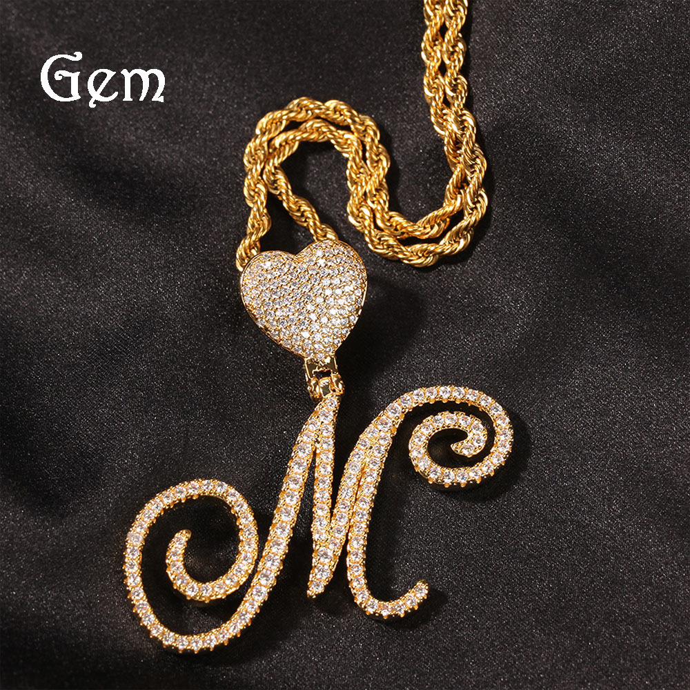 Zircon Love Buckle Flower Body Letter Pendant Fashion Personality Diamond Men And Women With The Same Hip-hop Pendant