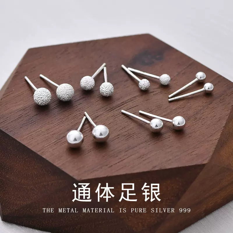 S999足银耳钉手工