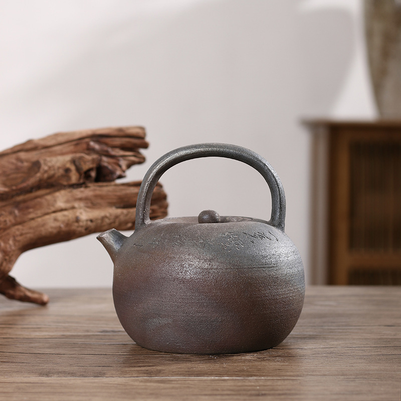 [Tao Chao Wen Chuang] Chaozhou firewood burning purple gold pottery boiling water tea set lettering rattan beam lifting sand clay pot boiling water boiling