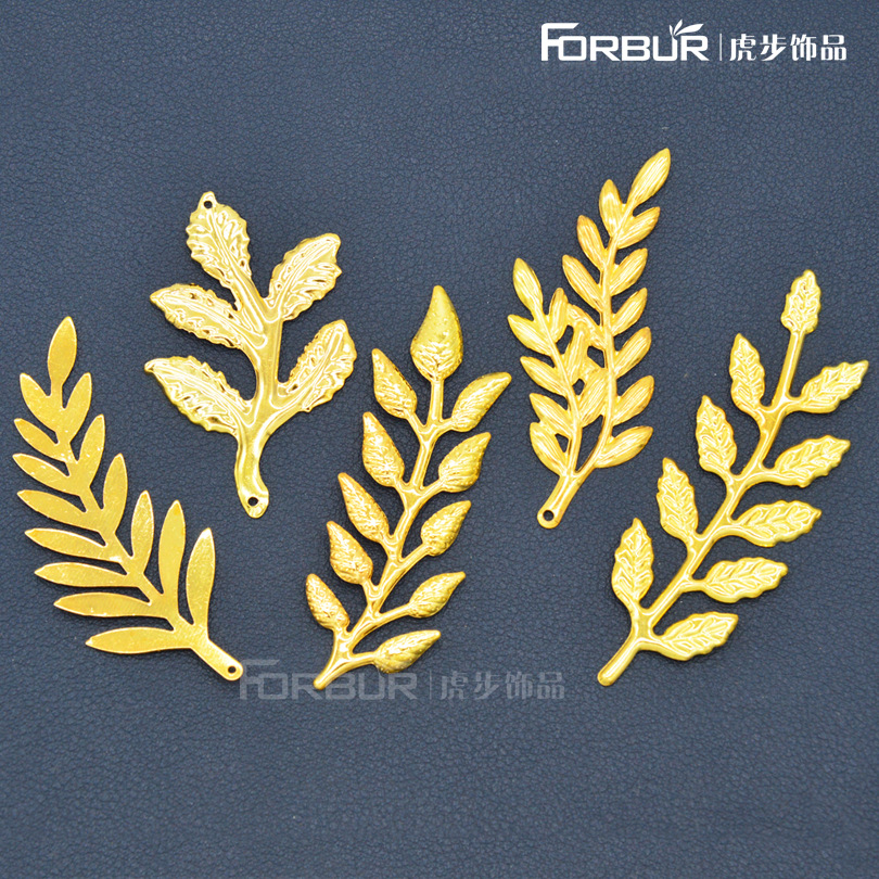 新郎胸花金色树枝花片金色树叶混款多叶树枝条扇面装饰长树叶