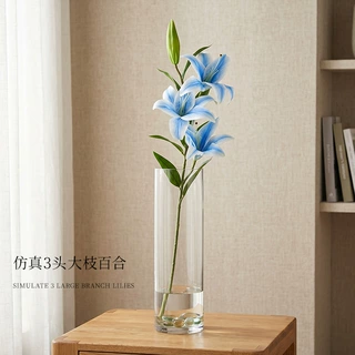 仿真3头百合花酒店婚礼婚庆礼堂路引装饰花家居假花仿真花摆设