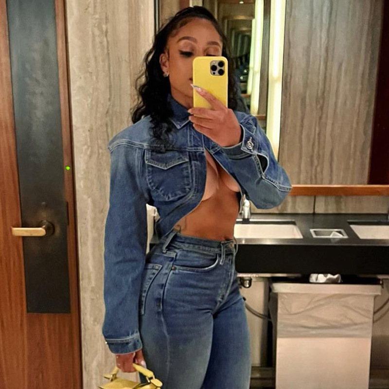 Fashion Solid Color Denim Pullovers Coat Denim Jacket