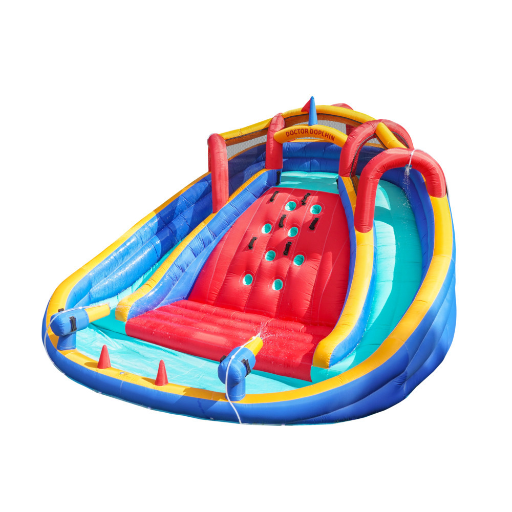 Castillo Acuático Inflable para Niños Doctor Dolphin, Tobogán, Trampolín, Juguete para Fiestas en Interiores y Exteriores, Castillo Acuático para el Hogar