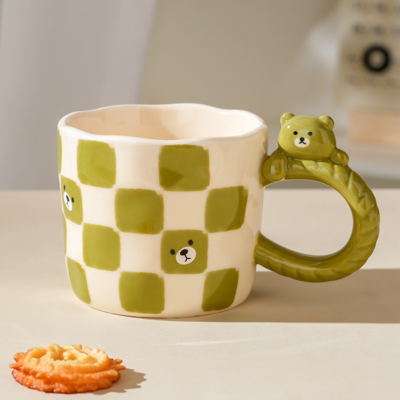 Bonito oso de dibujos animados de alto valor de regalo de cumpleaños taza de cerámica para parejas de alto valor de regalo de taza de agua