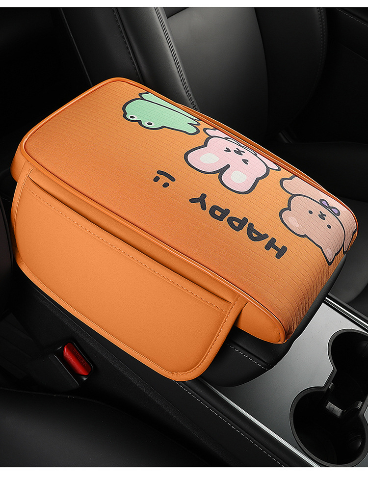 Cross-Border Hot-Selling Cartoon Printed Car Armrest Box Pad Memory Foam Car Armrest Box Booster Pad Dropshipping