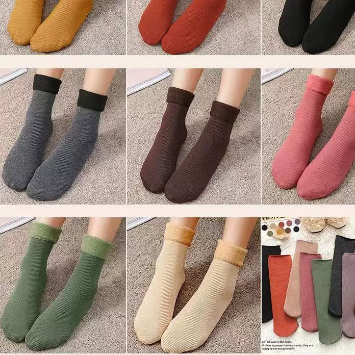雪地袜秋冬女加绒加厚保暖中筒地板袜毛圈居家厂家直销诸暨袜批发