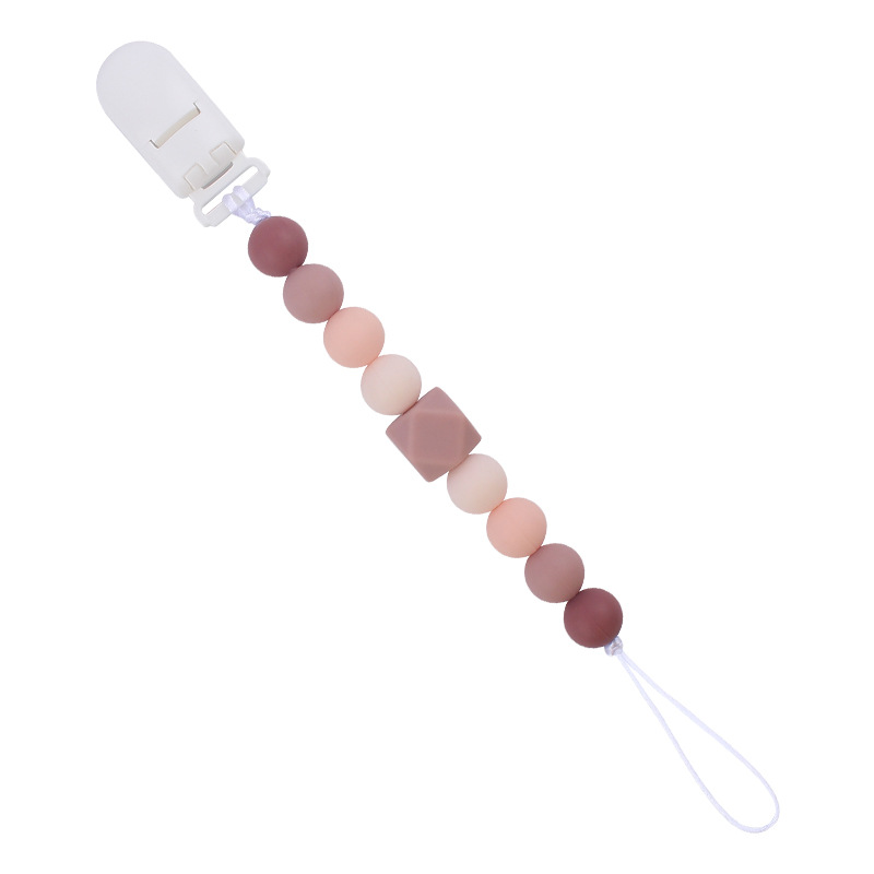 Nuevos suministros para bebés Cadena de chupete de silicona calmante bebé 14mm octogonal mordedura de silicona cadena anti-caída molar