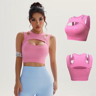 Cross-Border Big-Breasted Sports Bra for Women Shock-Proof Push-Up Sports Bra Running Fitness Yoga Bra Sports Vest
