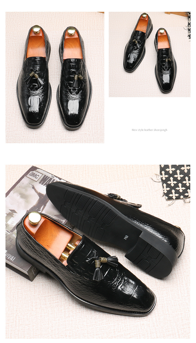 Men's slip-on loafers new business leather shoes with fringe shoes_vogvips.com