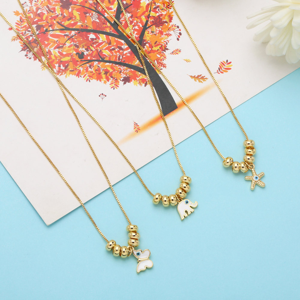 Fashion Star Butterfly Elephant Copper Necklace Plating Zircon Copper Necklaces