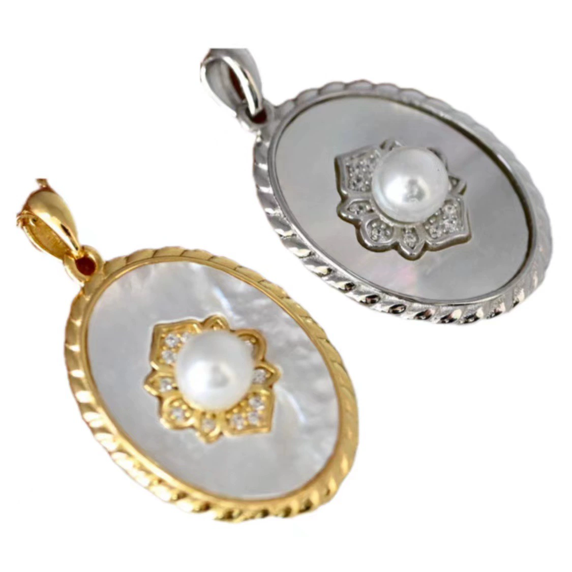 Accessories from pearl, pendant, fashionable necklace, round beads, S925, silver 925 sample, 5-6mm