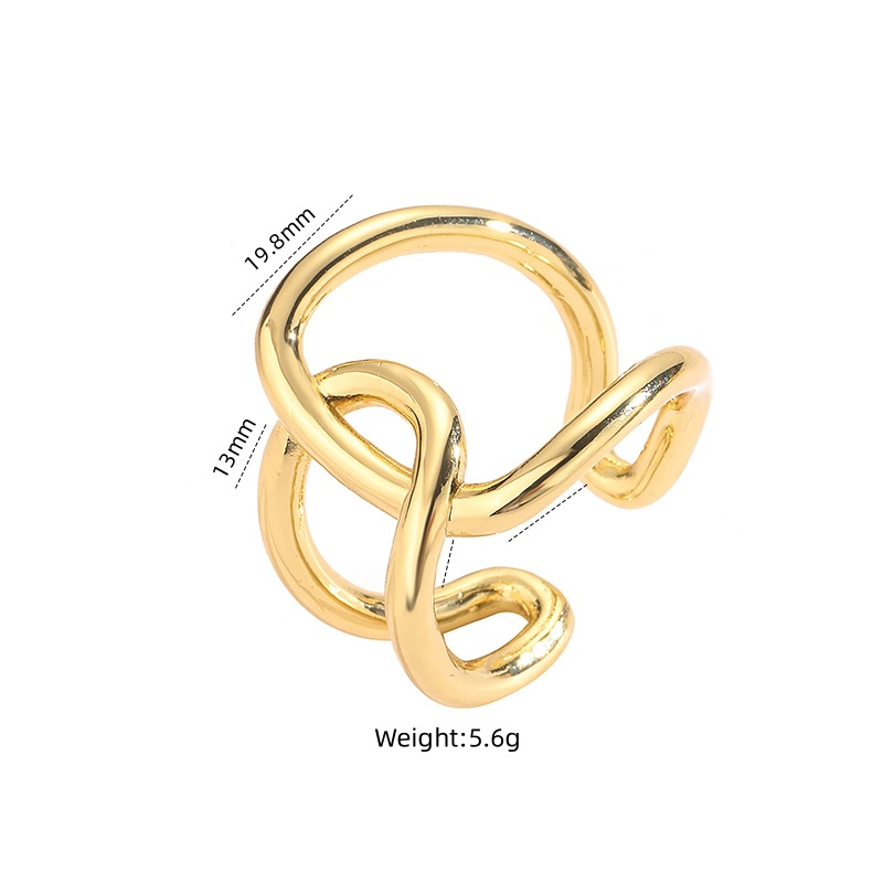 4g Weight Open Rings Classification Adjustable Ring Size 1 Piece Quantity Daily Occasion Copper Material Geometric, Solid Color, Knot Pattern Women's Gender Retro Style Copper Geometric Solid Color Knot Open Rings 10