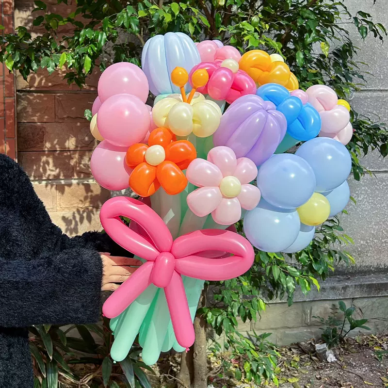 网红气球花束成生日装饰场景布置派对野餐团建长条气球照道具