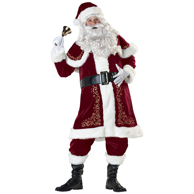 High-grade adult men's Christmas clothing Christmas old man cosplay clothing Santa Claus performance