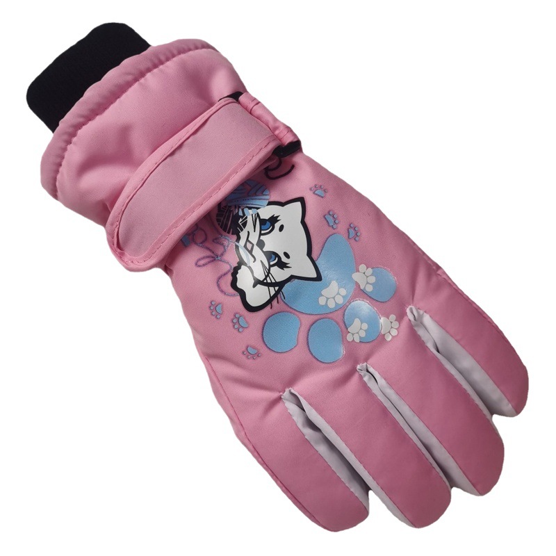 Winter Outdoor Children's Ski Gloves Men's and Women's 5-10 Years Old Cartoon Christmas Windproof Waterproof Warm Riding Gloves