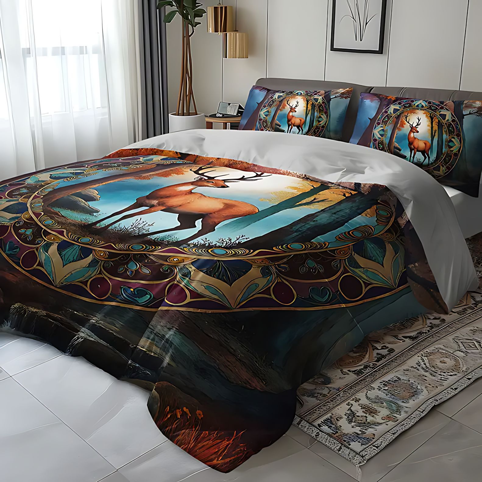 TEMU / JIT Amazon Transfronterizo Espectacular Deer Forest Diseño 3D Impresión Digital Kit Fuente Fabricante