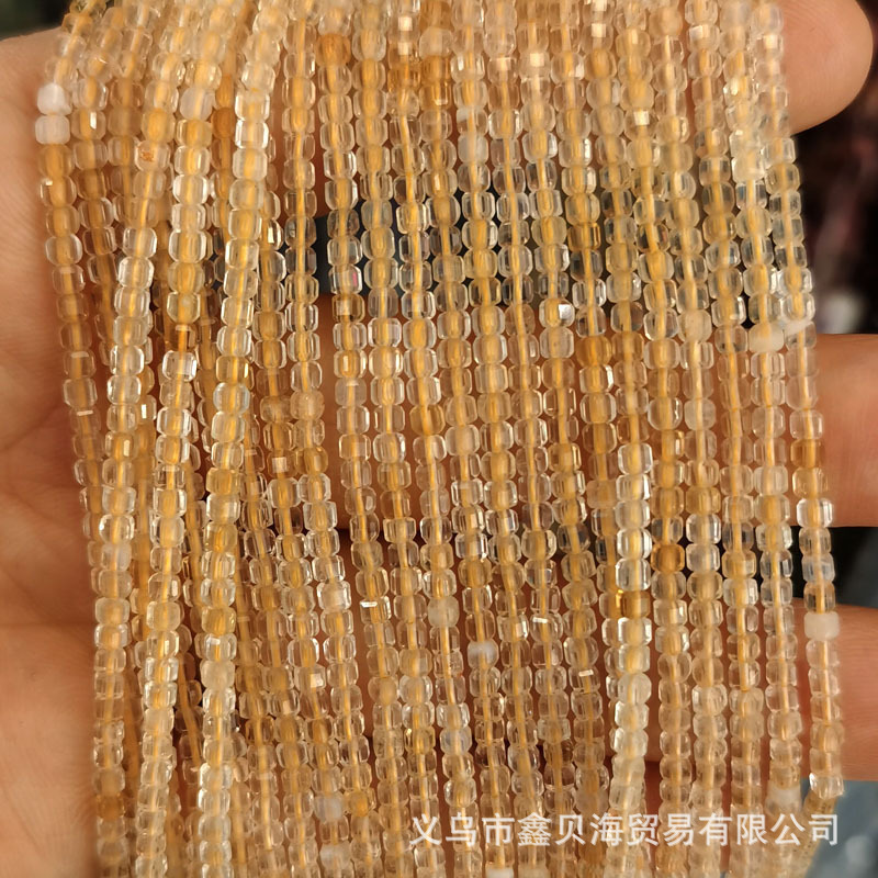 2.5*2.5mm天然石小方珠散珠方糖珠彩碧璽いちご晶紫晶方糖方粒ビーズ|undefined