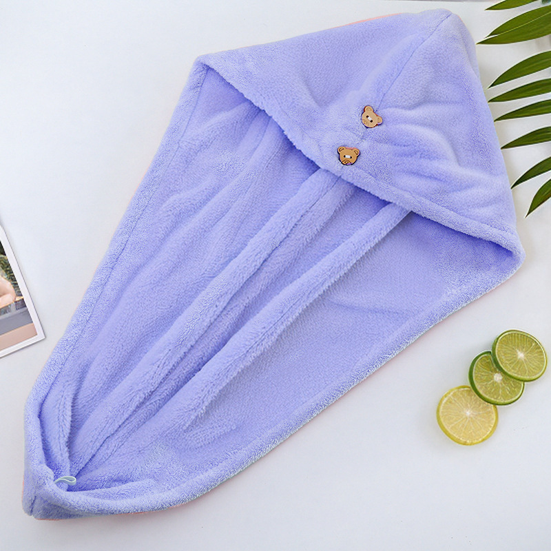 二重に厚いサンゴのベルベットのシャワーキャップがかわいい女性吸水速乾帽の乾いた髪のタオルを洗ってスカーフの乾いた髪の帽子を包む|undefined