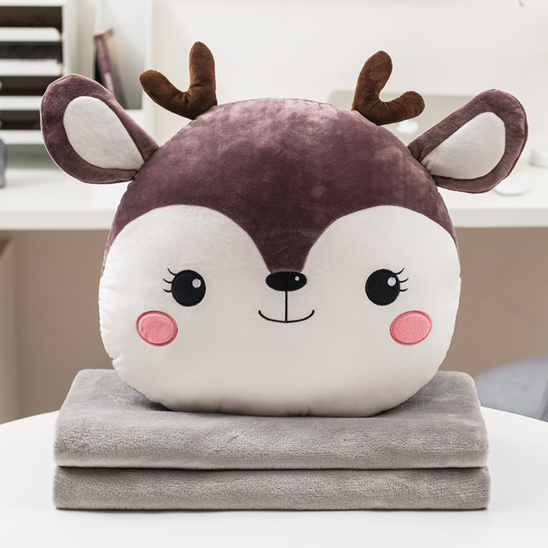 Almohada edredón Almohada de doble uso Manta plegable Cojín interior del coche Almohada Aire acondicionado dos en uno Oficina Siesta