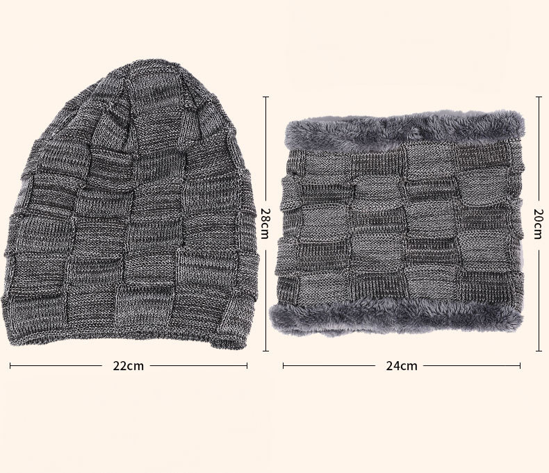 Knitted Hat And Neck Warmer Set For Men And Women Winter Checkered_voghion.com