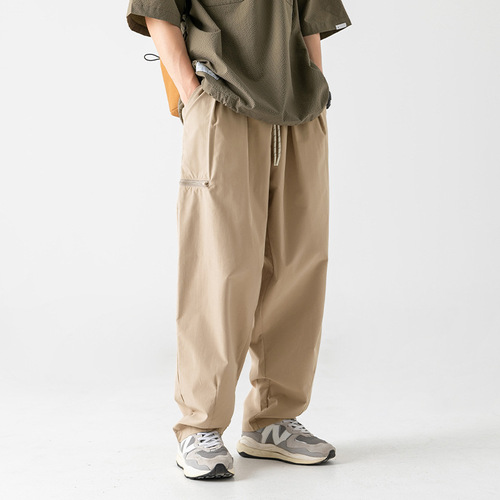 Side Zip Pocket Design Workwear Casual Pants for Men 2025 Spring Style Functional Style Outdoor 3D Pleated Long Pants