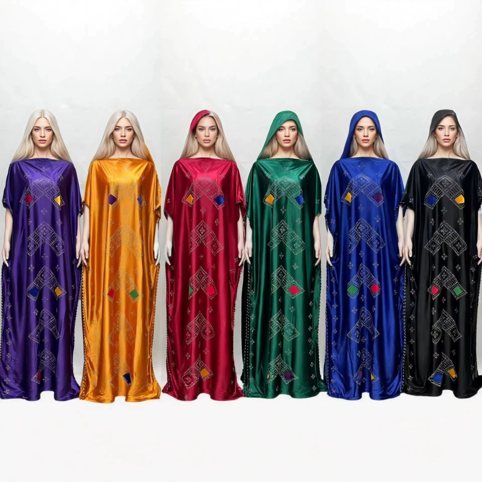 Новая внешнеторговая свободная повседневная одежда большого размера с воротником в тюрбан двухсторонний горячий бриллиант с цветным сращением женской одежды оптом