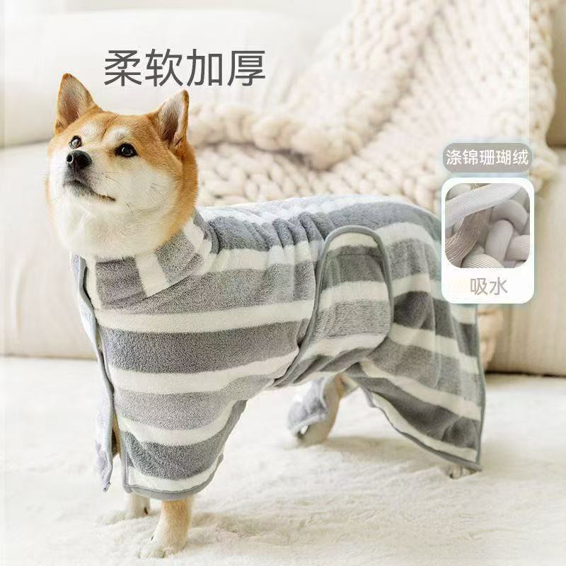 Cross-Border Hot Selling Pet Bathrobe, Soft and Absorbent Large Bath Towel for Medium and Large Dogs, Pet Cleaning Supplies