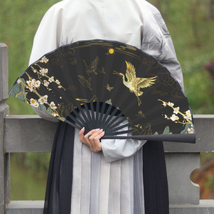 2025 New Model 10inch Fan Ancient Style Double-Sided Folding Fan Chinese Style Folding Fan Student Silk Cloth Domineering Han Dynasty Costume