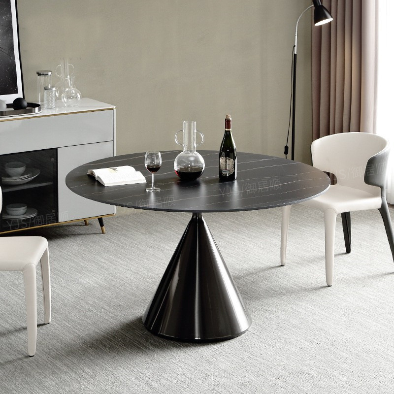 Placa de roca italiana mesa de comedor redonda simple moderna Luz de lujo pequeño apartamento integrado giratoria mesa de comedor Mesa Redonda