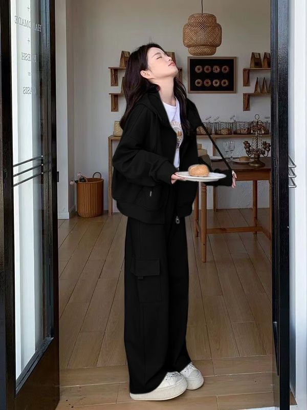 高级感休闲运动套装女春秋小个子工装风卫衣卫裤两件套早秋一整套|undefined