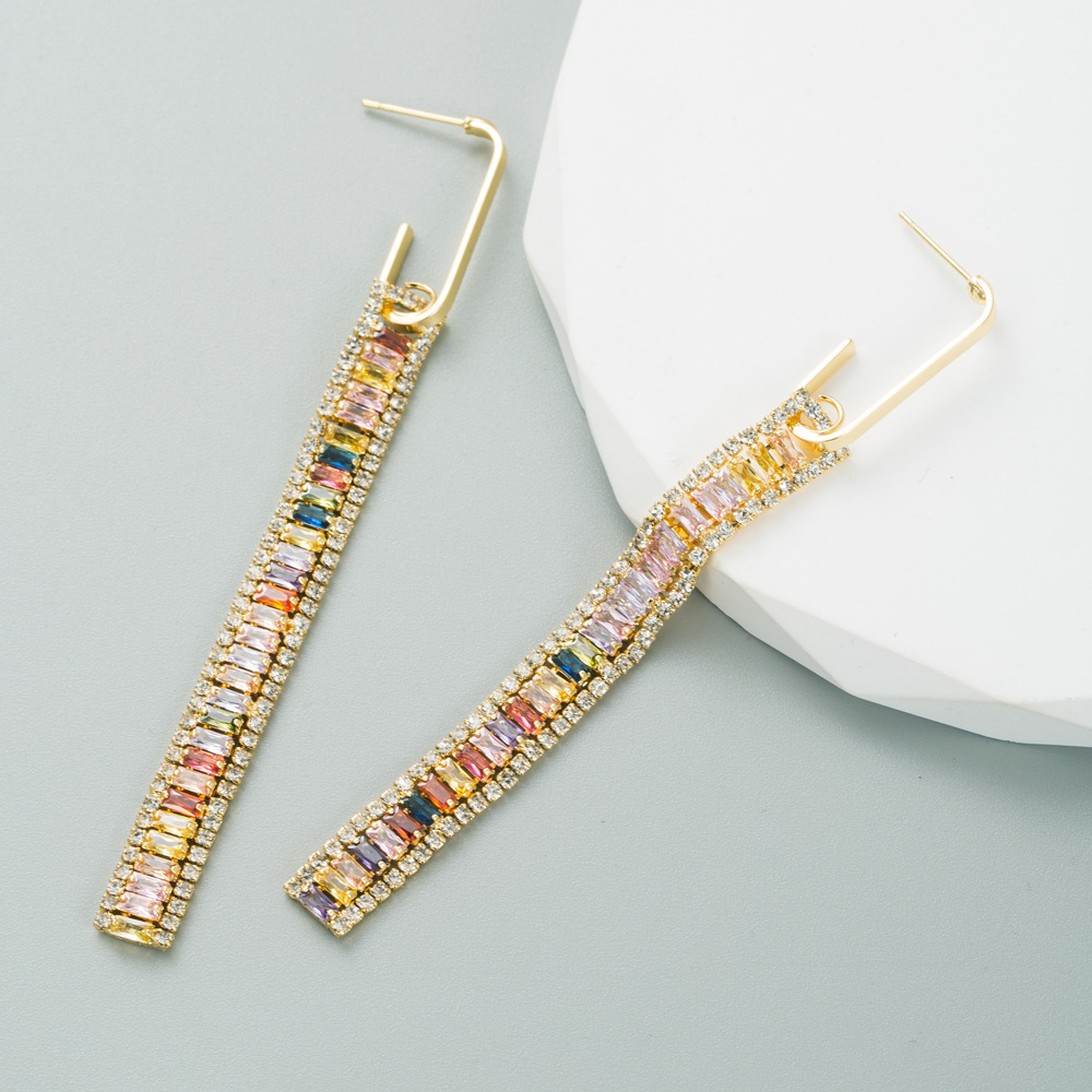 Fashion Square Copper Drop Earrings Plating Inlay Zircon Copper Earrings