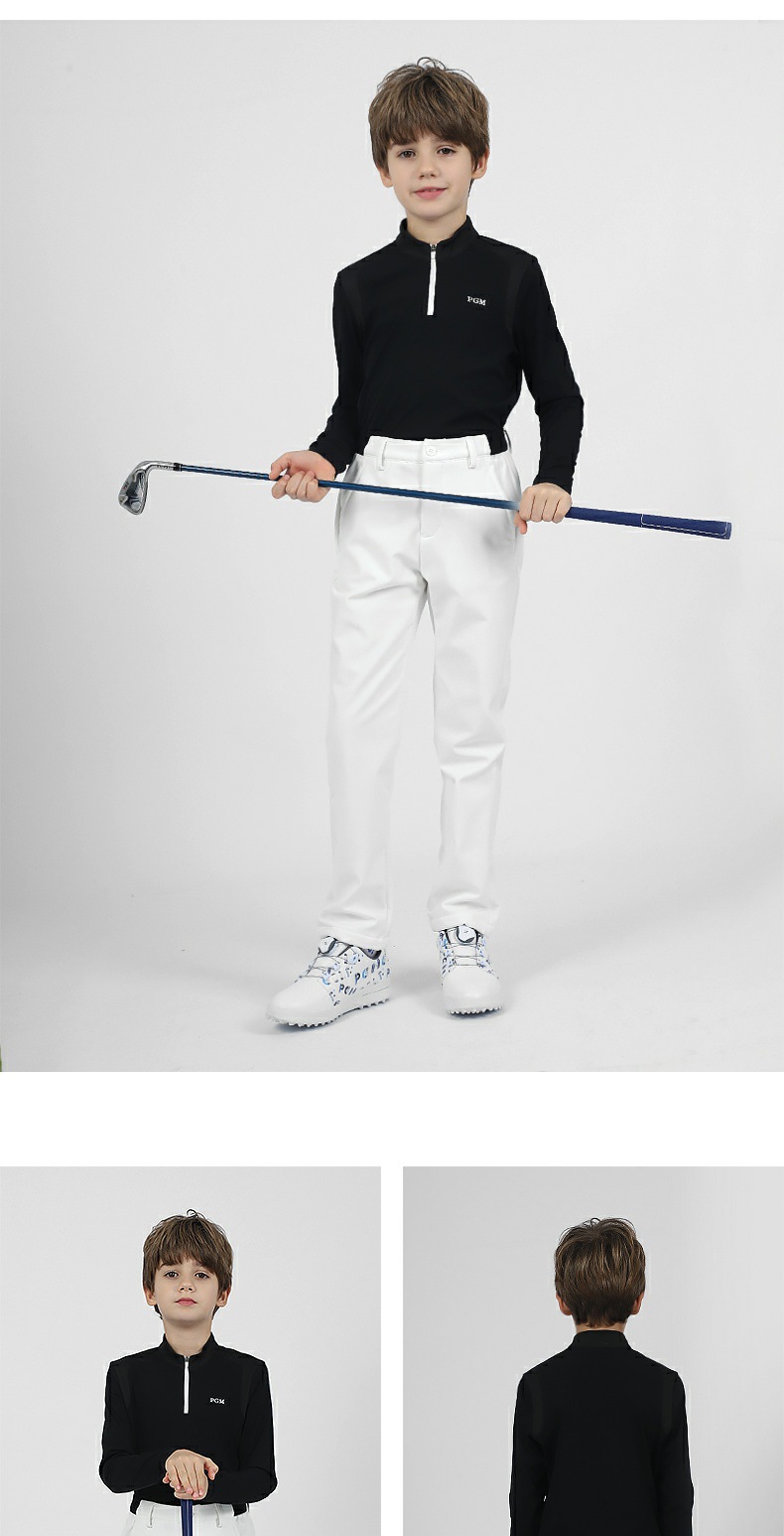 Áo khoác golf trẻ em dài tay cổ đứng khóa kéo PGM thu đông — YF541-Đen, YF541-màu trắng chi tiết 6