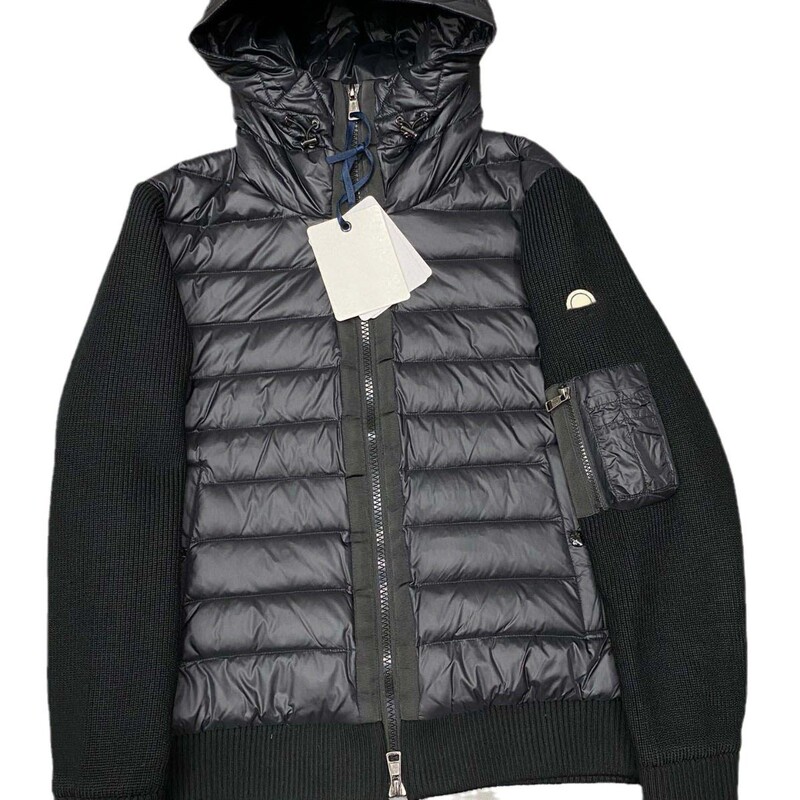24新品羽绒服 时尚连帽拼接针织袖羽绒外套 蒙m家短款私域货源|undefined