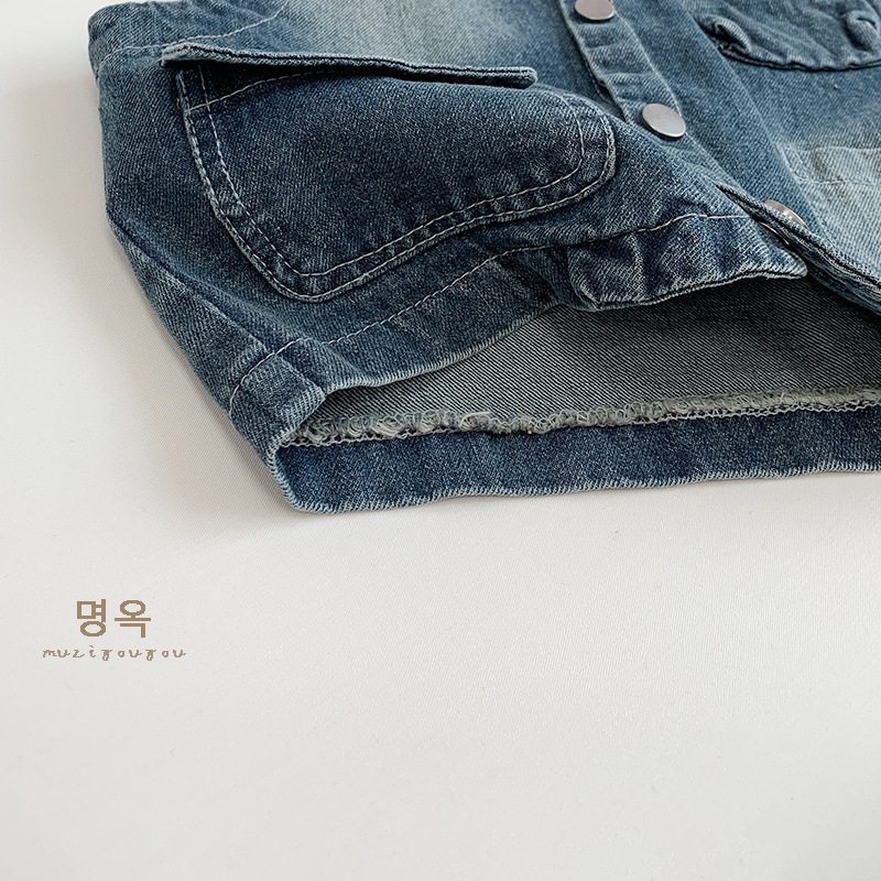 Niños otoño nuevo estilo coreano retro chaleco denim hombre y mujer ocio de hombro de los niños de mediana edad chaleco de moda
