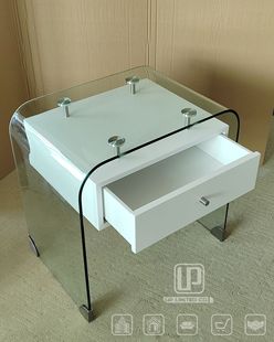 Modern Minimalist Wind Tempered Glass Suspended Blank Color Drawer Small Bedroom Bedside Table Bedside Cabinet Locker