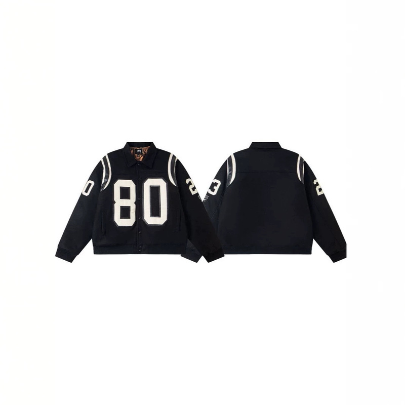 High-End Version of the Cross-Border Trendy Brand Stussy Label Jacket with Snap Buttons, Python Print Lining, and Cotton Padding