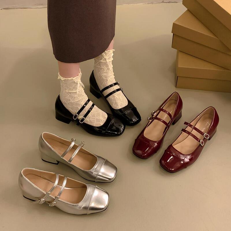 French Socialite Style Elegant Height-Increasing Slimming Mary Jane Shoes Summer New Style with Skirt Temperament Versatile Thick Heel Shoes