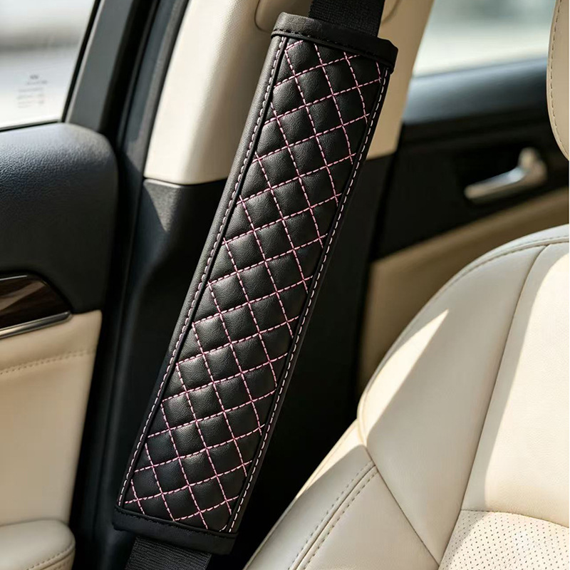 Cross-border diamond quilted leather shoulder pad, comfortable and breathable seatbelt protector, car seatbelt shoulder pad