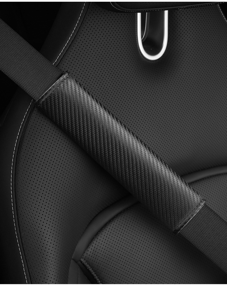 Car Seat Belt Shoulder Cover Carbon Fiber Leather Anti-Strangle Protection Shoulder and Neck Decorative Belt Modified Adhesive Type Four-Season Supplies