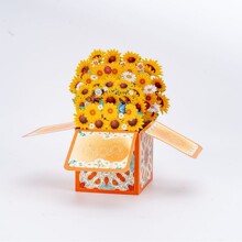 新款雏菊3D立体盒花卉礼盒 创意花朵祝福贺卡激光镂空节日通用