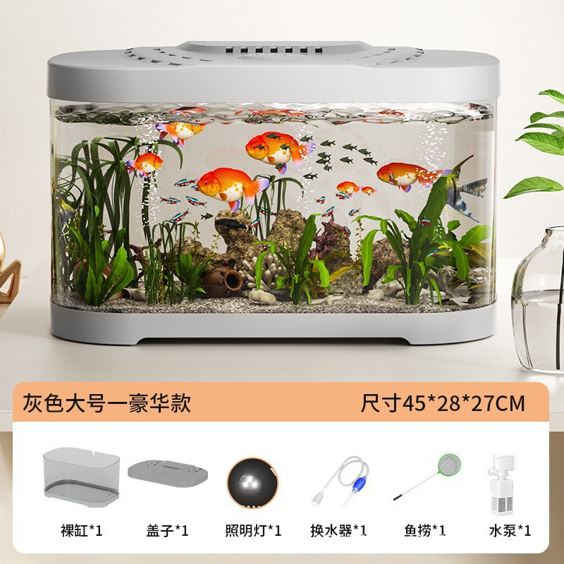 Nuevo tanque de peces transparente pequeño paisaje completo ecológico transparente casa sala de estar tanque de peces fábrica al por mayor