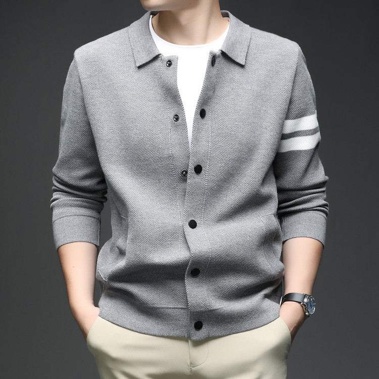 Tommy's New Men's Outer Jacket Cardigan Business Casual Knitted Top Autumn and Winter Lapel Sweater Casual Top
