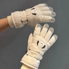 児童手袋冬の学生かわいい風子犬はベルベットの防風保温タッチパネル児童スキー手袋を厚くした