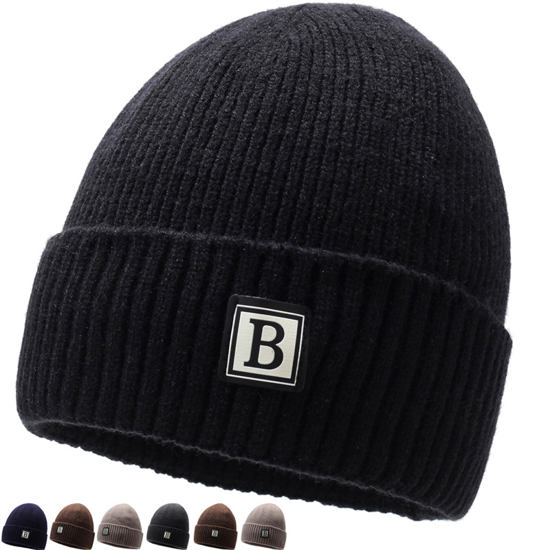 men's keep warm winter ski woolen knitted hat with hood