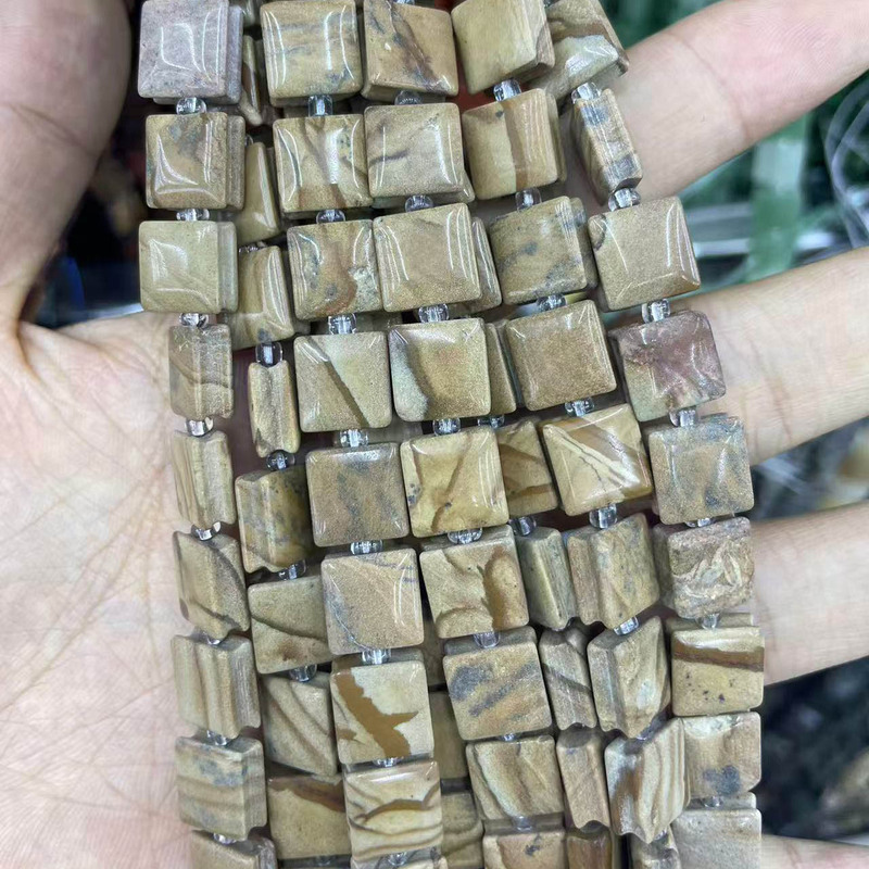 新しい天然ローズクォーツアマゾナイトスクエア溝ビーズ半完成手作り DIY 多用途ブレスレットネックレスジュエリー|undefined