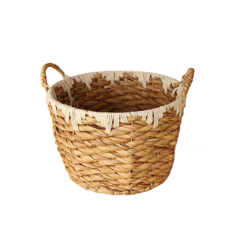 Cesta de almacenamiento de caña personalizada Cesta de almacenamiento de paja de calabaza hecha a mano Cesta de almacenamiento de tela de mano Cesta de almacenamiento de bocadillos domésticos Cesta de almacenamiento de acabado